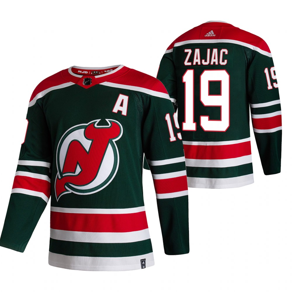 2021 Adidias New Jersey Devils 19 Travis Zajac Green Men Reverse Retro Alternate NHL Jersey